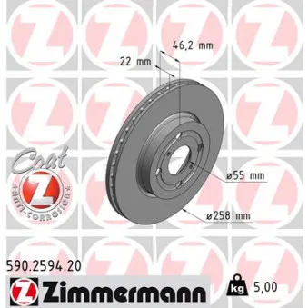 Jeu de 2 disques de frein avant ZIMMERMANN OEM 24.0122-0240.1