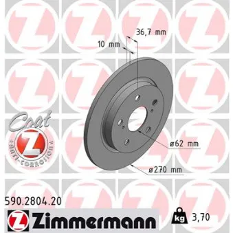 Jeu de 2 disques de frein arrière ZIMMERMANN OEM A70-40015