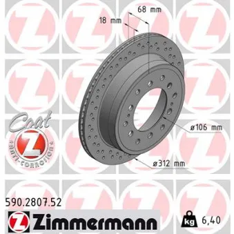 Jeu de 2 disques de frein arrière ZIMMERMANN OEM J3312041