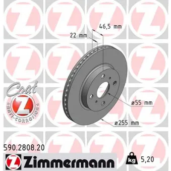 ZIMMERMANN 590.2808.20 - Jeu de 2 disques de frein avant