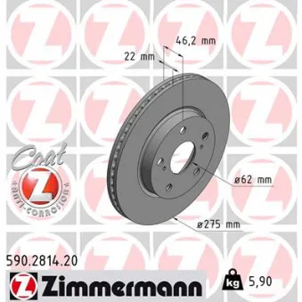 Jeu de 2 disques de frein avant ZIMMERMANN OEM 24.0122-0256.1