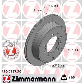 ZIMMERMANN 590.2817.20 - Jeu de 2 disques de frein arrière