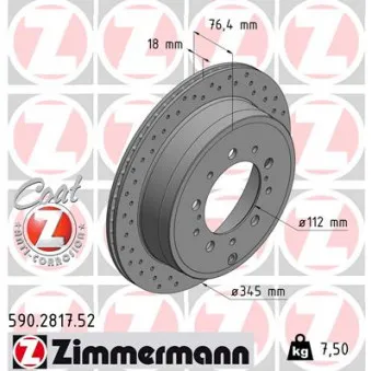 Jeu de 2 disques de frein arrière ZIMMERMANN OEM N3312068