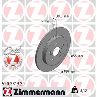 Jeu de 2 disques de frein arrière ZIMMERMANN OEM BSG 85-210-033