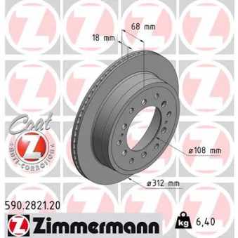 ZIMMERMANN 590.2821.20 - Jeu de 2 disques de frein arrière