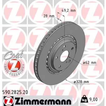 ZIMMERMANN 590.2825.20 - Jeu de 2 disques de frein avant