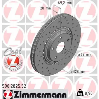 ZIMMERMANN 590.2825.52 - Jeu de 2 disques de frein avant