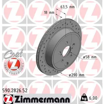 ZIMMERMANN 590.2826.52 - Jeu de 2 disques de frein arrière