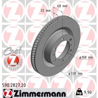 ZIMMERMANN 590.2827.20 - Jeu de 2 disques de frein avant