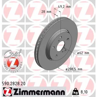 ZIMMERMANN 590.2828.20 - Jeu de 2 disques de frein avant