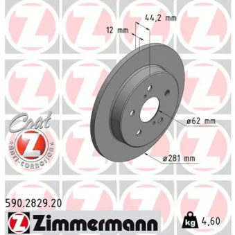 Jeu de 2 disques de frein arrière ZIMMERMANN 590.2829.20