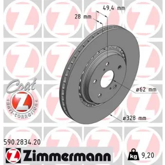 Jeu de 2 disques de frein avant ZIMMERMANN OEM 3145176