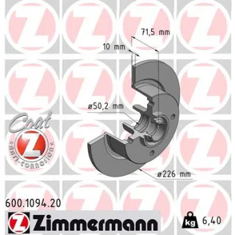 ZIMMERMANN 600.1094.20 - Jeu de 2 disques de frein avant