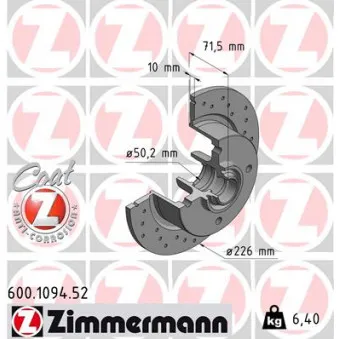 ZIMMERMANN 600.1094.52 - Jeu de 2 disques de frein avant