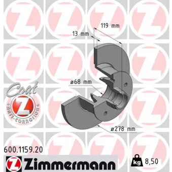 Jeu de 2 disques de frein avant ZIMMERMANN OEM 251407617A