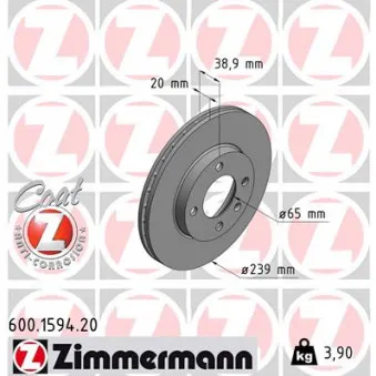 Jeu de 2 disques de frein avant ZIMMERMANN OEM 24.0120-0123.1