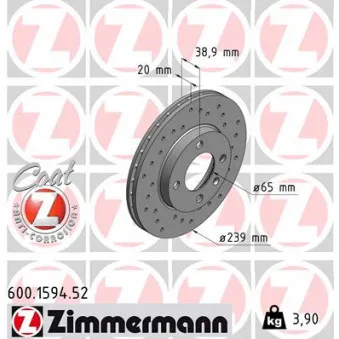 Jeu de 2 disques de frein avant ZIMMERMANN OEM 24.0320-0123.1