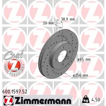 ZIMMERMANN 600.1597.52 - Jeu de 2 disques de frein avant