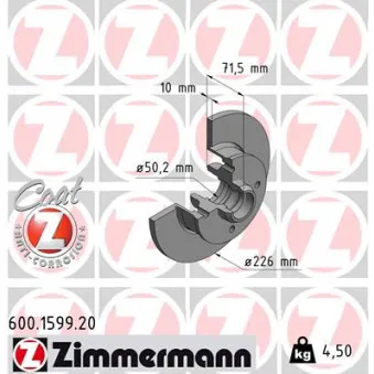 ZIMMERMANN 600.1599.20 - Jeu de 2 disques de frein arrière