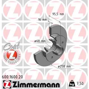 ZIMMERMANN 600.1600.20 - Jeu de 2 disques de frein avant