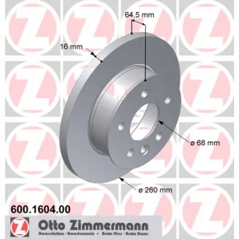 Jeu de 2 disques de frein avant ZIMMERMANN OEM 701615301