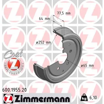 Tambour de frein ZIMMERMANN OEM 211609615