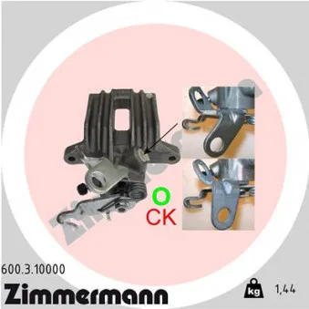 Étrier de frein arrière gauche ZIMMERMANN OEM 1K0615423Q