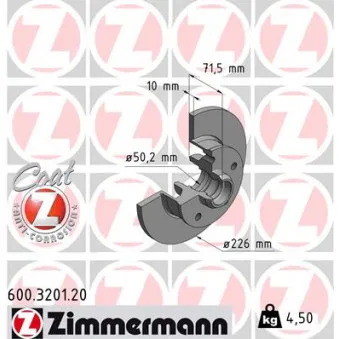 ZIMMERMANN 600.3201.20 - Jeu de 2 disques de frein arrière