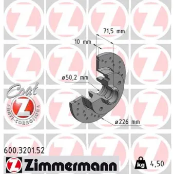 ZIMMERMANN 600.3201.52 - Jeu de 2 disques de frein arrière
