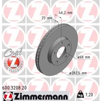 ZIMMERMANN 600.3208.20 - Jeu de 2 disques de frein avant