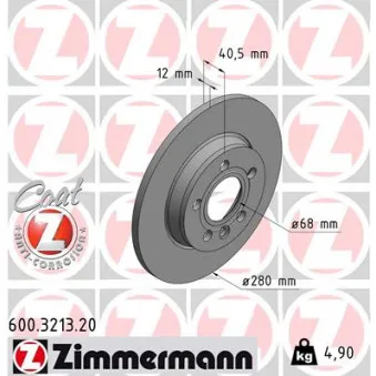ZIMMERMANN 600.3213.20 - Jeu de 2 disques de frein arrière