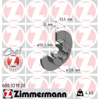 ZIMMERMANN 600.3219.20 - Jeu de 2 disques de frein arrière