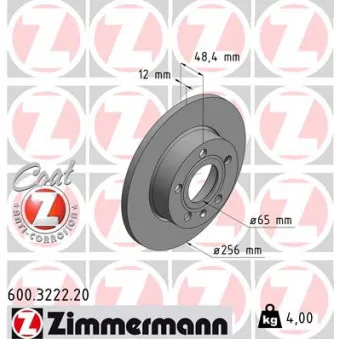 ZIMMERMANN 600.3222.20 - Jeu de 2 disques de frein arrière