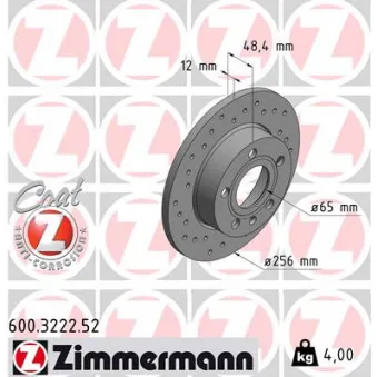 ZIMMERMANN 600.3222.52 - Jeu de 2 disques de frein arrière