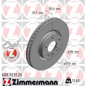 ZIMMERMANN 600.3231.20 - Jeu de 2 disques de frein avant