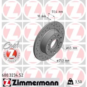 Jeu de 2 disques de frein arrière ZIMMERMANN 600.3234.52