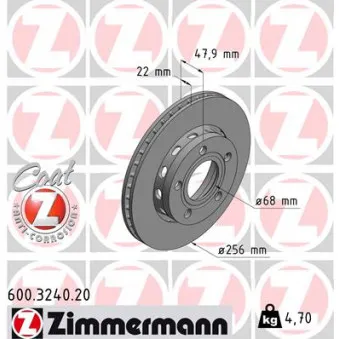 ZIMMERMANN 600.3240.20 - Jeu de 2 disques de frein arrière
