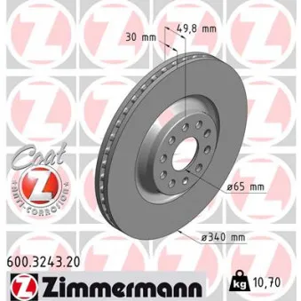Jeu de 2 disques de frein avant ZIMMERMANN 600.3243.20