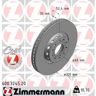 ZIMMERMANN 600.3245.20 - Jeu de 2 disques de frein avant