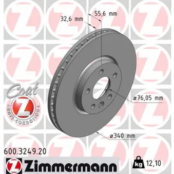 Jeu de 2 disques de frein avant ZIMMERMANN 600.3249.20