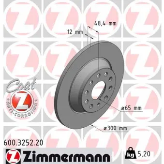 ZIMMERMANN 600.3252.20 - Jeu de 2 disques de frein arrière
