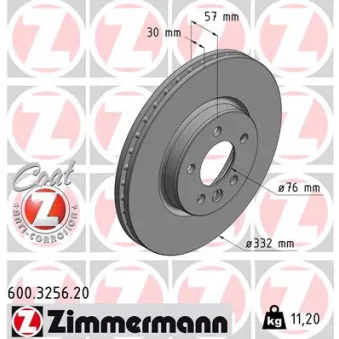 ZIMMERMANN 600.3256.20 - Jeu de 2 disques de frein avant