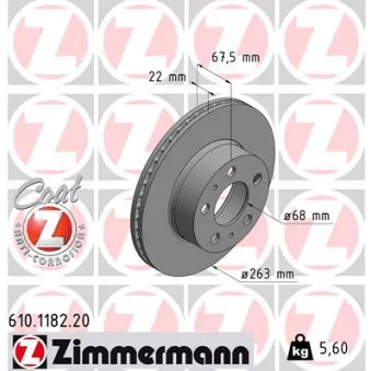 Jeu de 2 disques de frein arrière ZIMMERMANN OEM 12281531