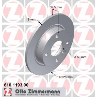Jeu de 2 disques de frein arrière ZIMMERMANN OEM 34503862
