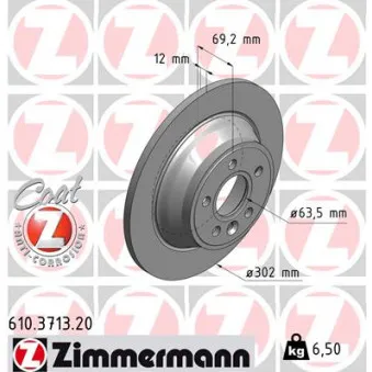 ZIMMERMANN 610.3713.20 - Jeu de 2 disques de frein arrière
