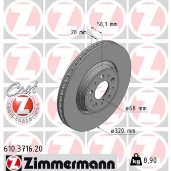 ZIMMERMANN 610.3716.20 - Jeu de 2 disques de frein avant