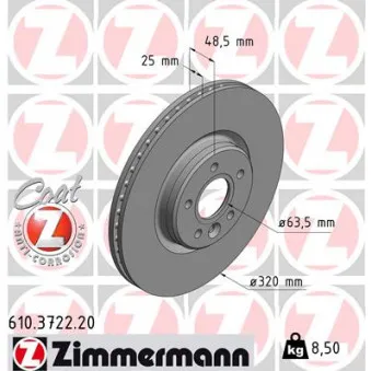 Jeu de 2 disques de frein avant ZIMMERMANN OEM 24.0125-0197.1