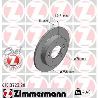 Jeu de 2 disques de frein arrière ZIMMERMANN OEM 6110180