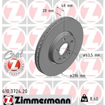 Jeu de 2 disques de frein avant ZIMMERMANN OEM 24.0128-0305.1