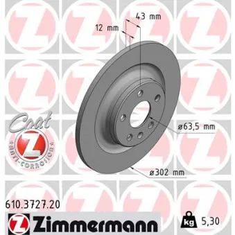 Jeu de 2 disques de frein arrière ZIMMERMANN OEM 31423721